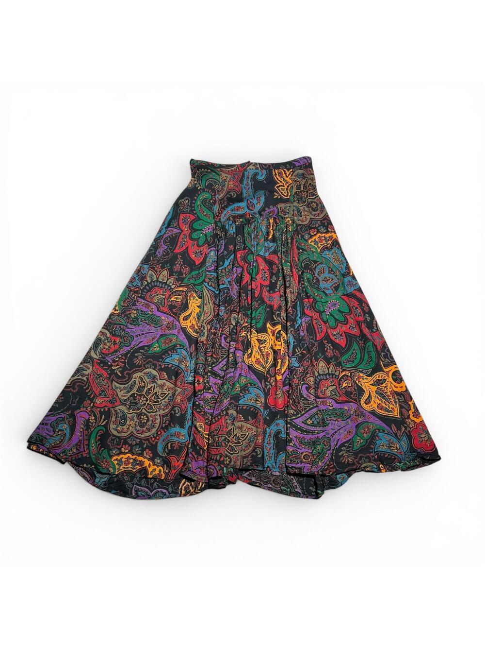 Vintage The Strawberry Plant Paisley Patterned Rayon Midi Skirt